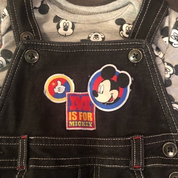Mickey Mouse Overalls and Onesie 6-9 Months - Picture 4 of 7